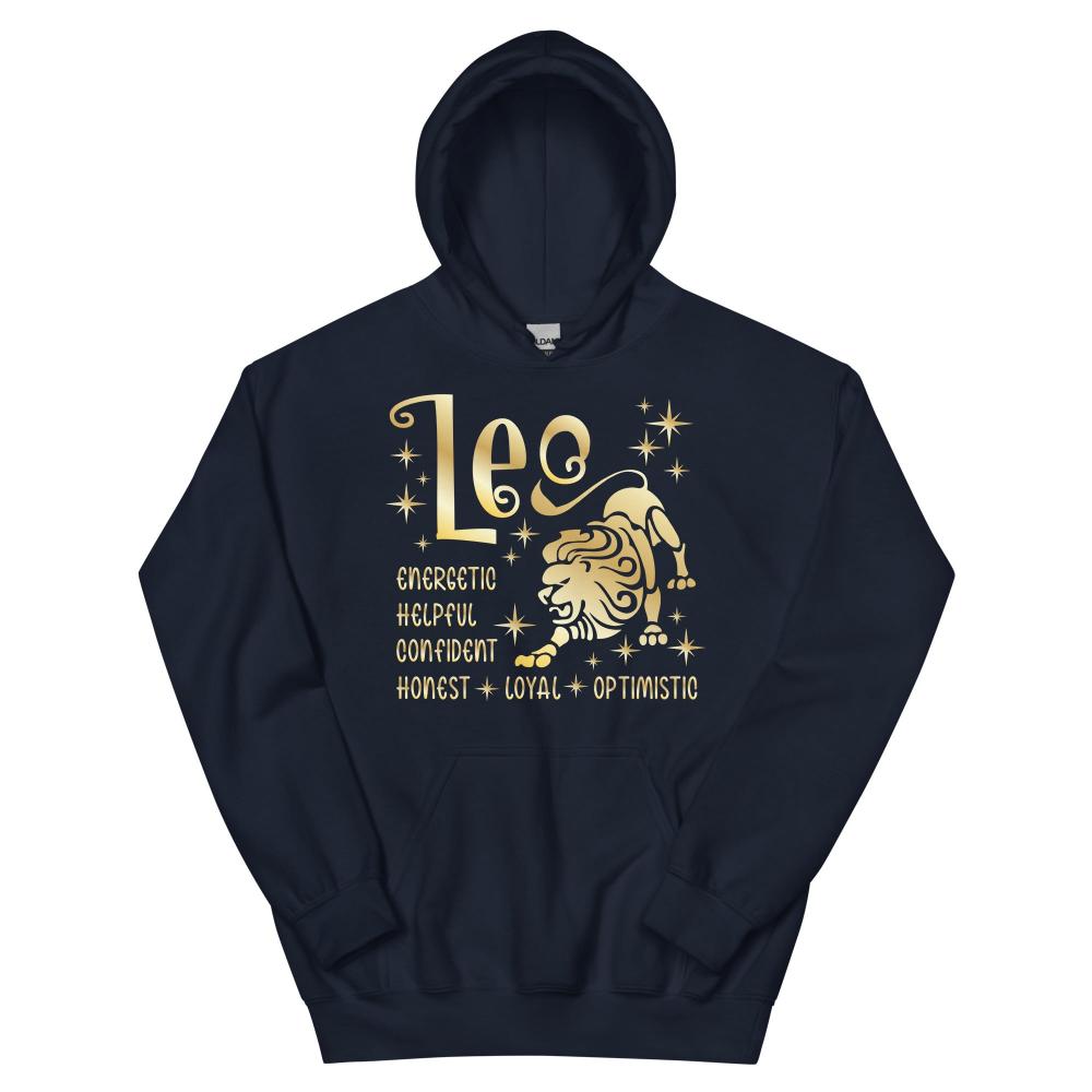 Leo Zodiac Positive Traits Hoodie - Navy Color - https://ascensionemporium.net